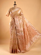 Beige Silk Cotton Saree Floral Motifs
