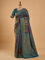 Teal Blue Bridal Soft Silk Saree