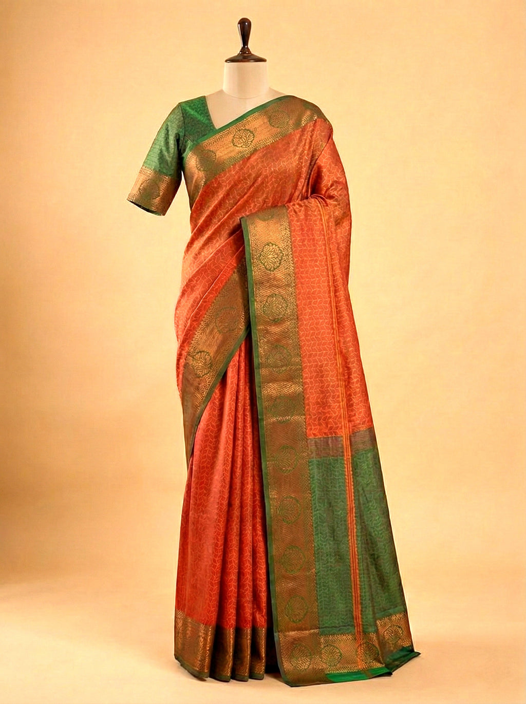 Thara Semi Silk Saree Bright Orange