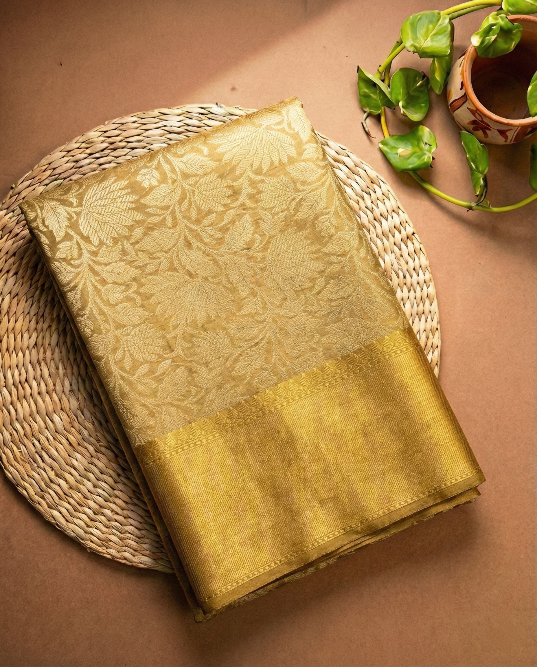 Pure Banarasi Golden Tissue Silk – Luxe Edition