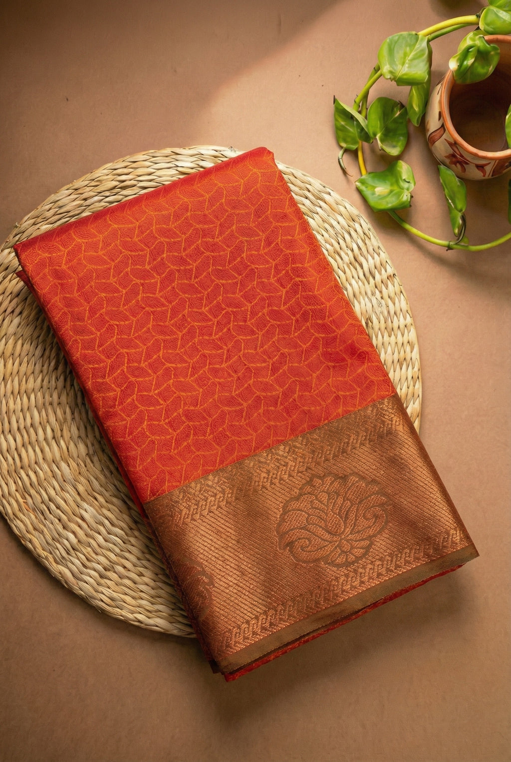 Thara Semi Silk Saree Bright Orange