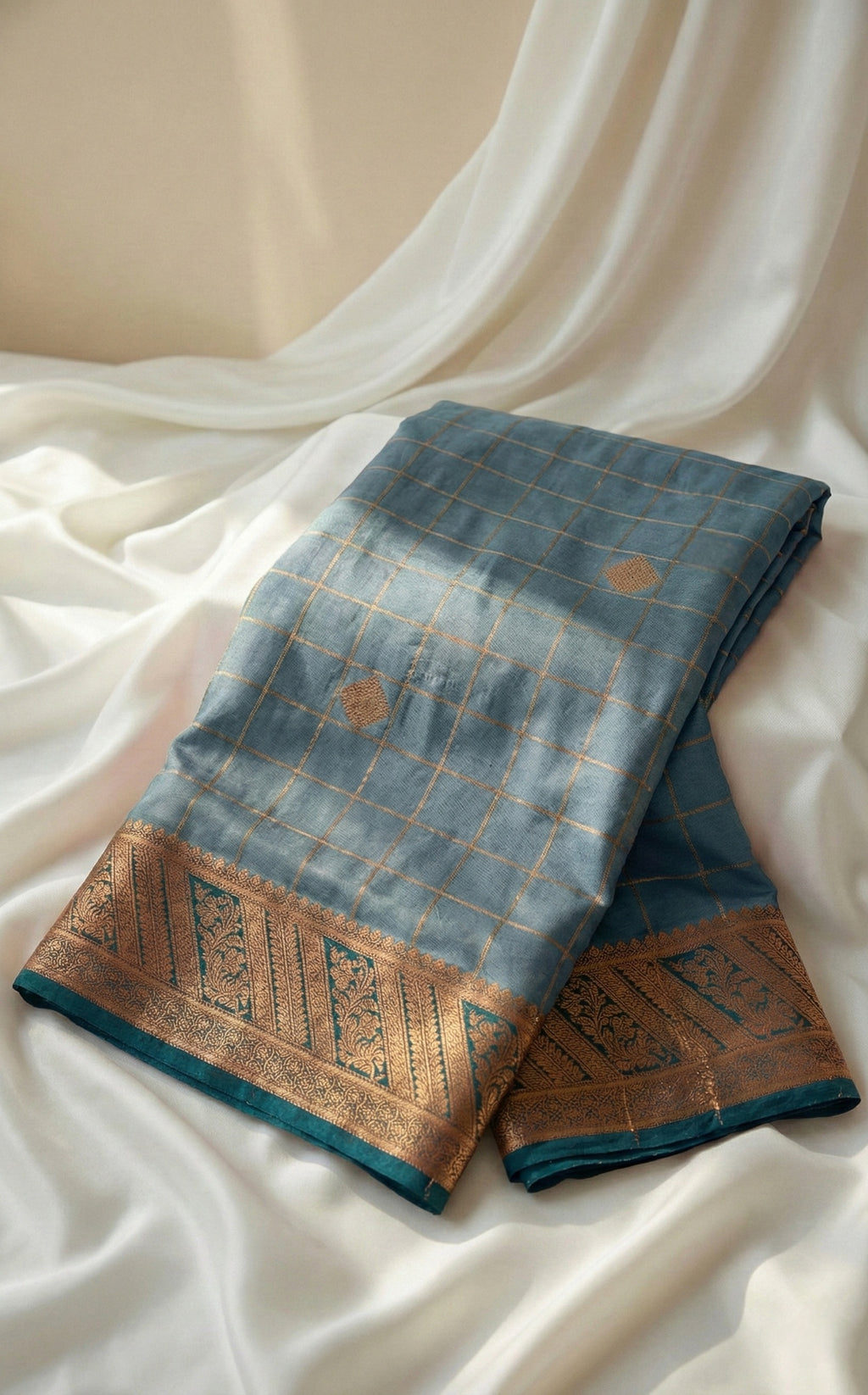 Mysore Silk Saree checks - Traditional Zari Border