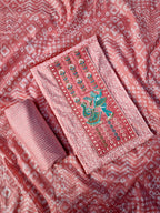 Pink Embroidered Cotton Dress Material