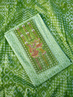 Light Green Embroidered Cotton Suit Material