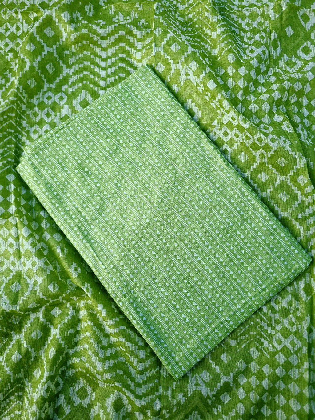 Light Green Embroidered Cotton Suit Material