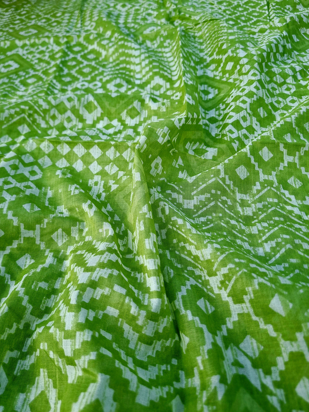 Light Green Embroidered Cotton Suit Material