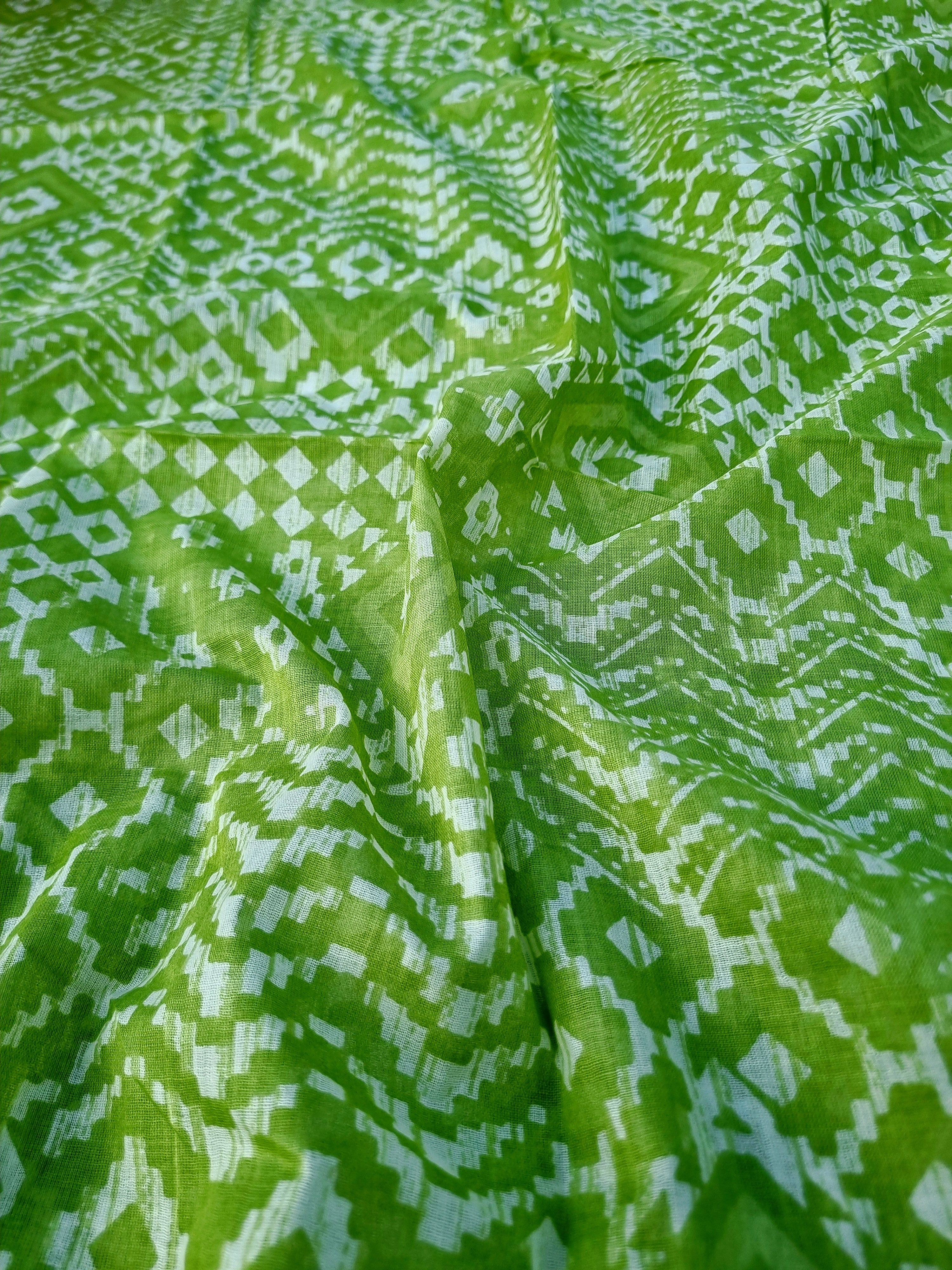 Light Green Embroidered Cotton Suit Material