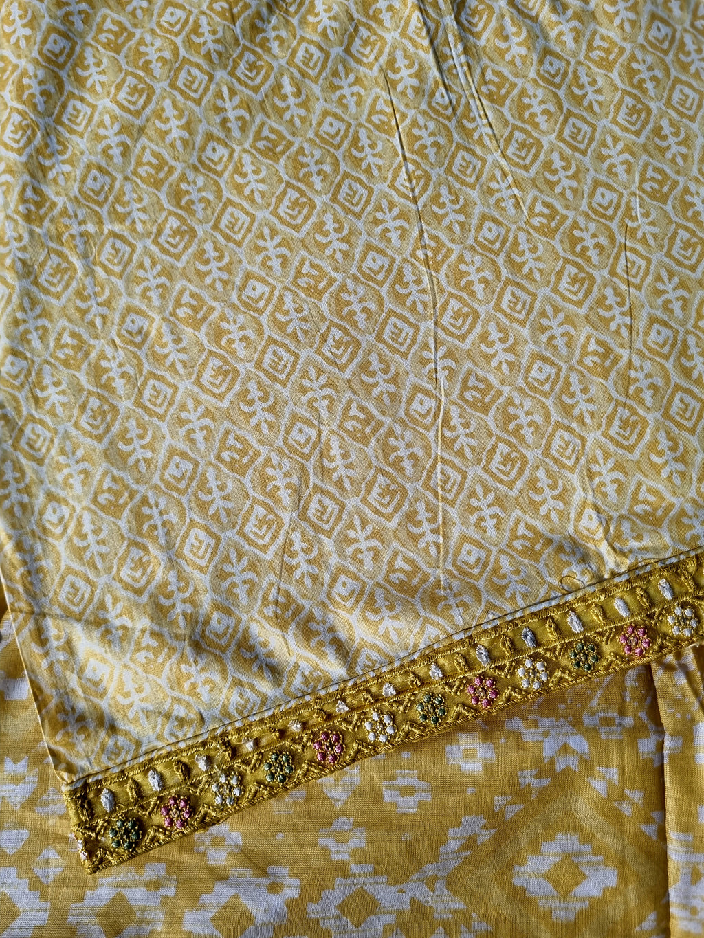 Embroidered Cotton Suit Material – Yellow