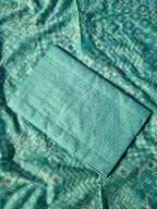 Soft Cotton Ikat Suit  Material Embroidery