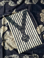 Premium Cotton Embroidered Suit  Material – Black