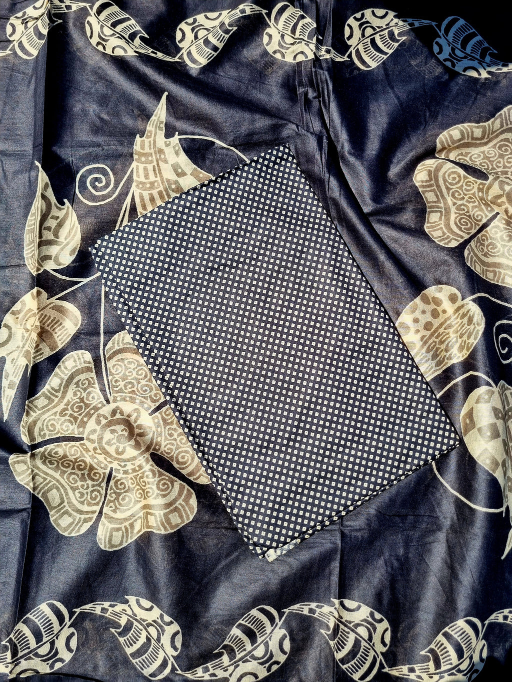 Premium Cotton Embroidered Suit  Material – Black