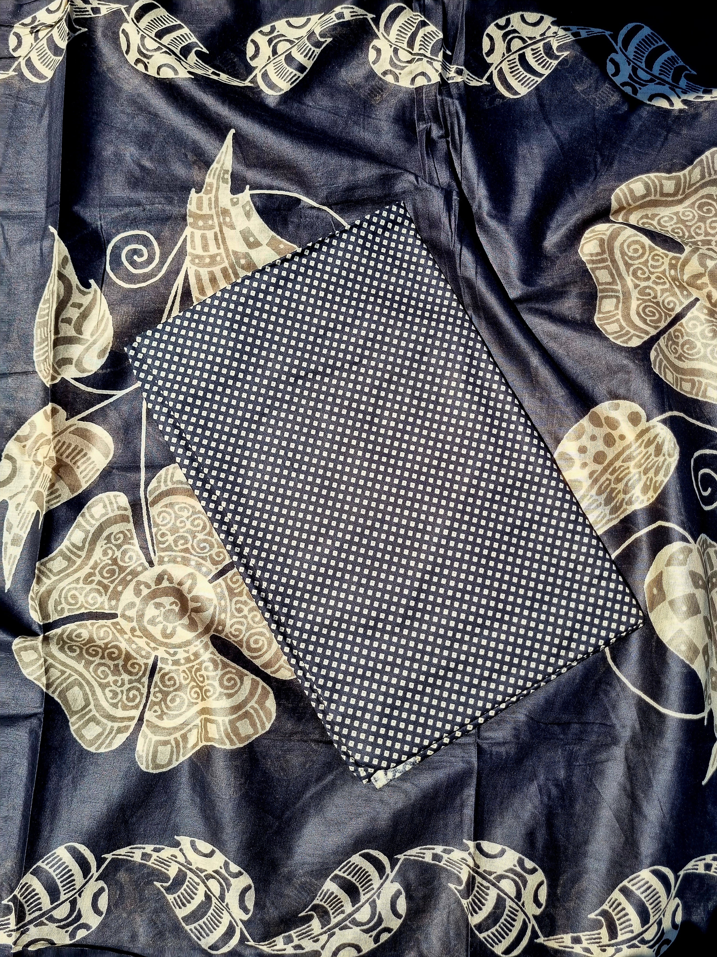 Premium Cotton Embroidered Suit  Material – Black