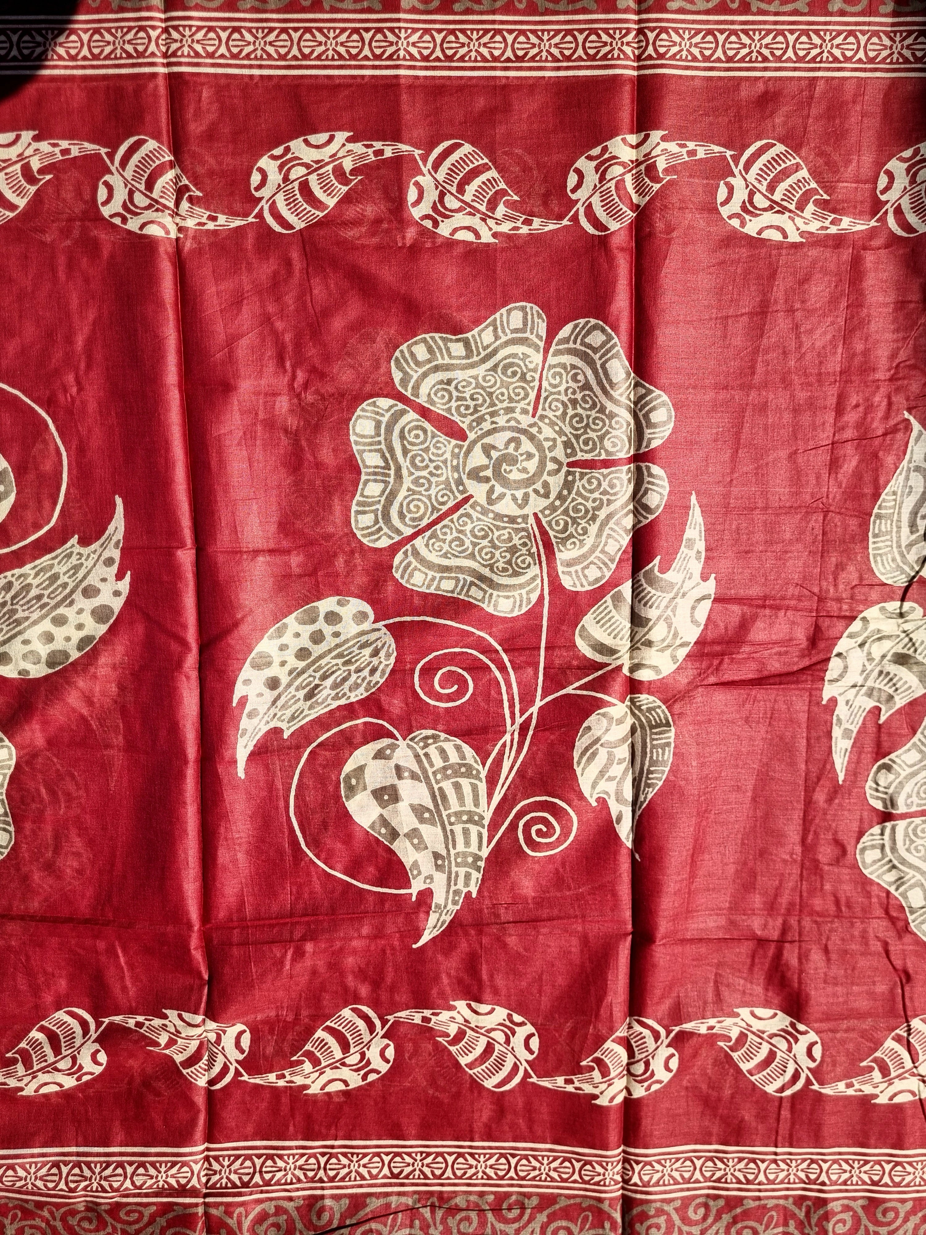 Premium Cotton Embroidered Suit Material – Red