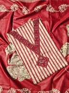 Premium Cotton Embroidered Suit Material – Red