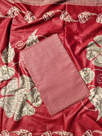 Premium Cotton Embroidered Suit Material – Red