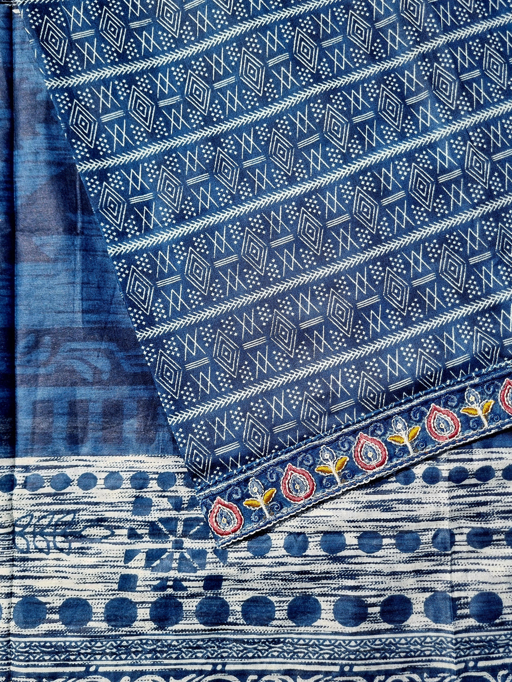 Artistic Blue Cotton Dress Material