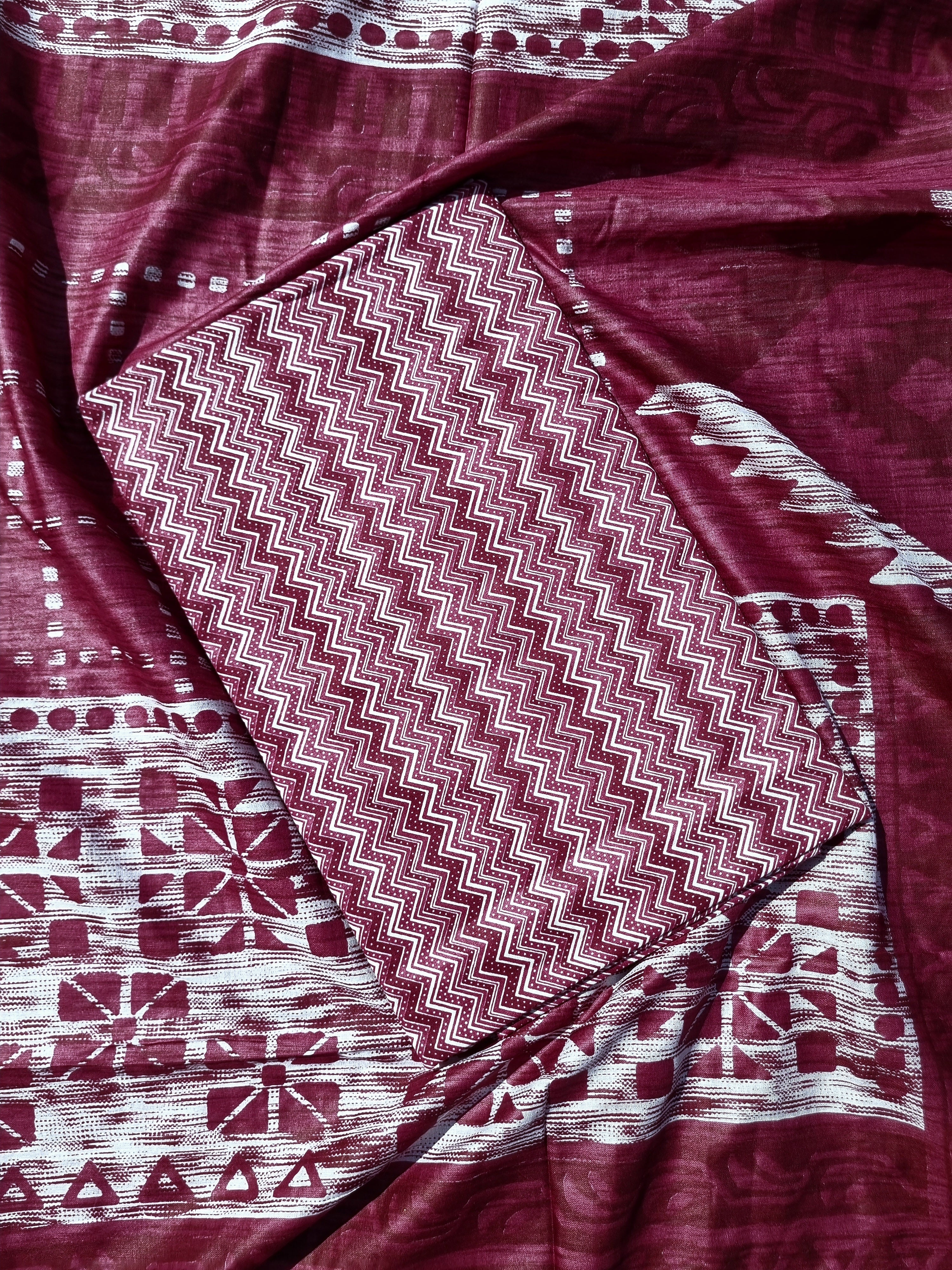 Peacock Embroidered Plum Cotton Suit Material