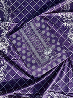 Purple Pure Cotton Unstitched Salwar Suit Material - Circle Pattern