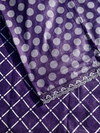 Purple Pure Cotton Unstitched Salwar Suit Material - Circle Pattern