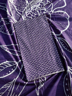 Pure Cotton Purple Printed Salwar Suit Material - Leaf Pattern