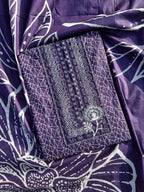 Purple Premium Cotton Unstitched Salwar Material -  Geometric