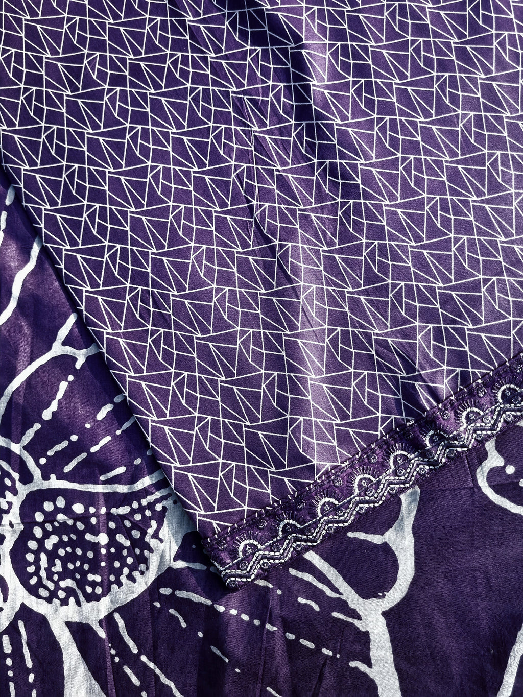 Purple Premium Cotton Unstitched Salwar Material -  Geometric