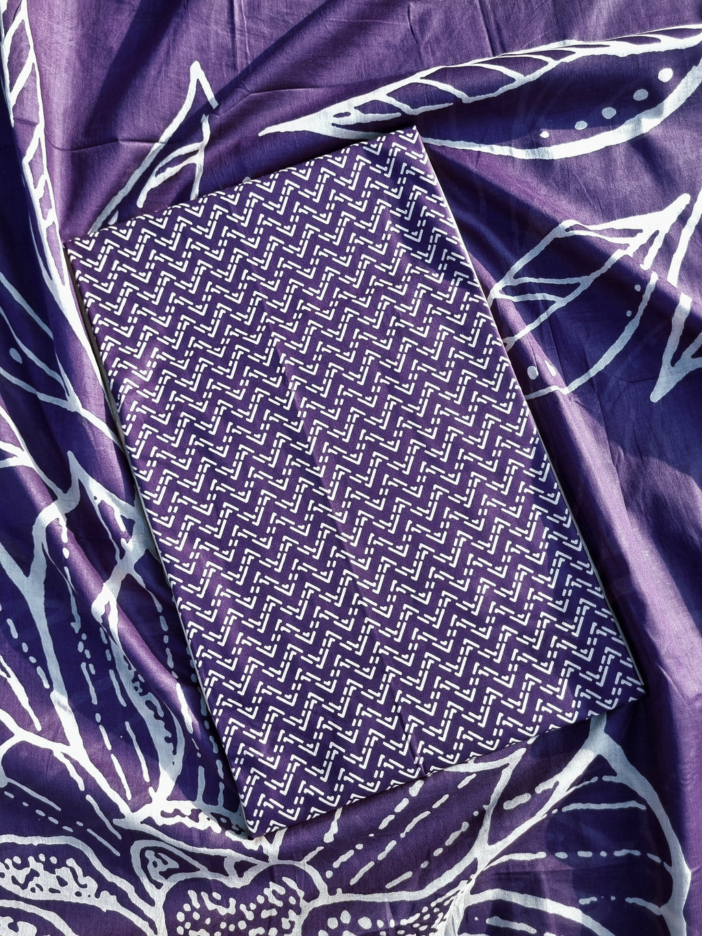 Purple Premium Cotton Unstitched Salwar Material -  Geometric