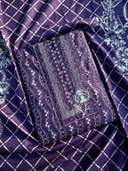 Purple Premium Cotton Unstitched Salwar Material - Flower Pattern