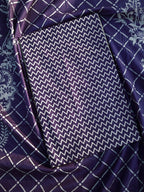 Purple Premium Cotton Unstitched Salwar Material - Flower Pattern