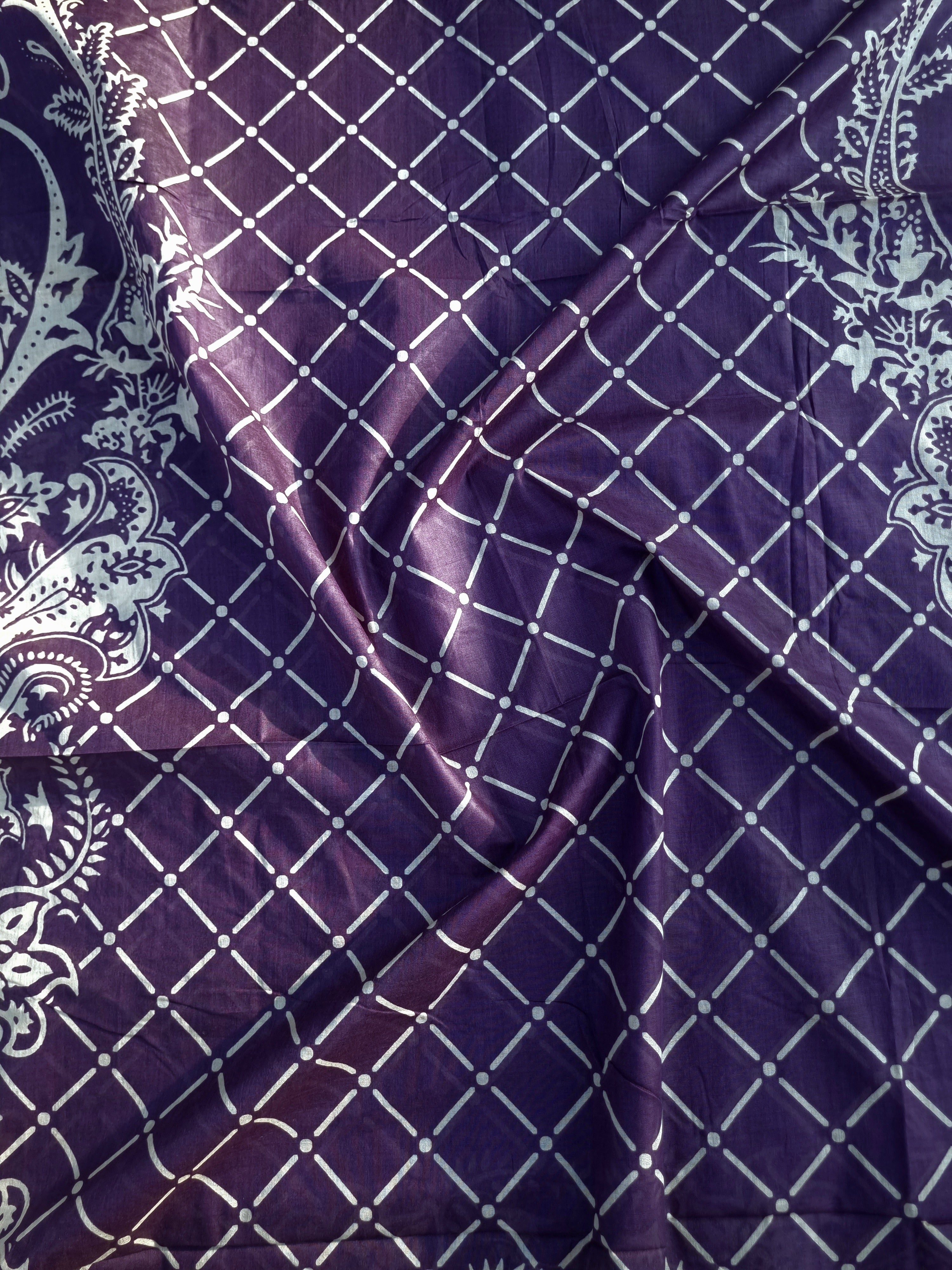 Purple Premium Cotton Unstitched Salwar Material - Flower Pattern