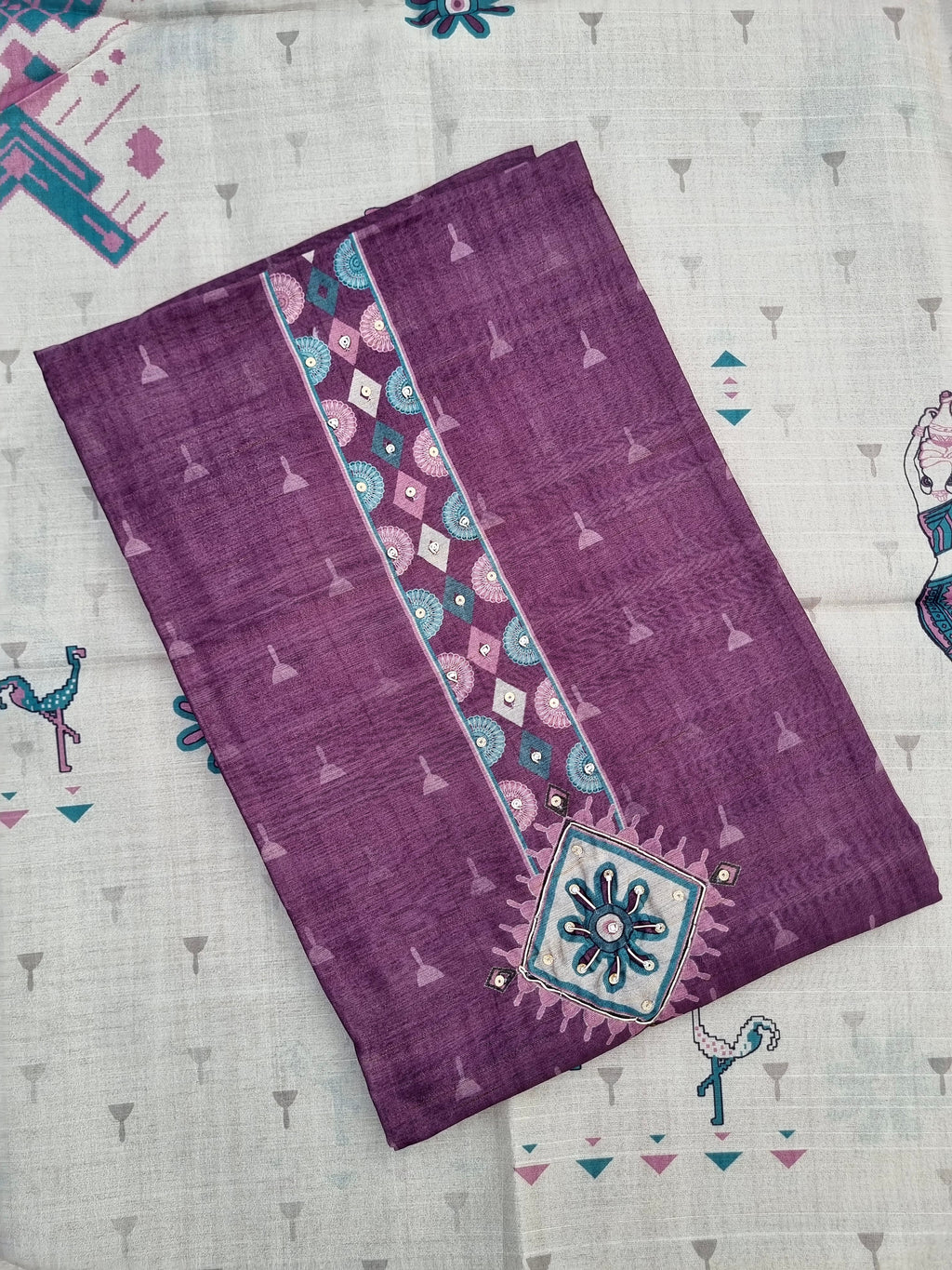 Purple Chanderi Silk Unstitched Salwar Suit Material