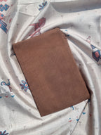 Brown Chanderi Silk Unstitched Salwar Suit Material