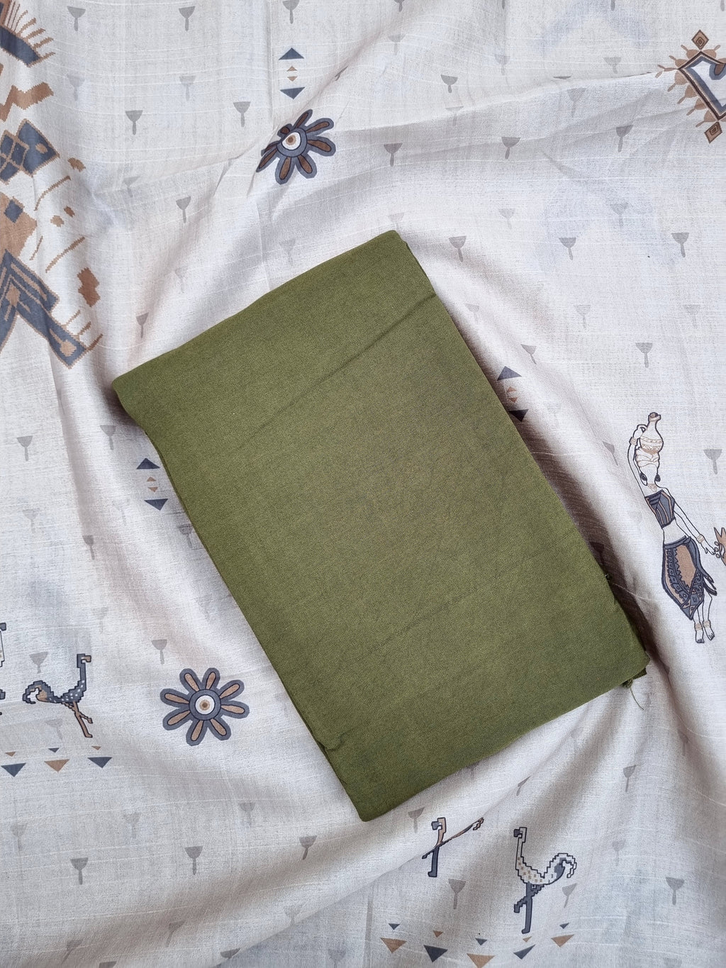 Green Chanderi Silk Unstitched Salwar Suit Material