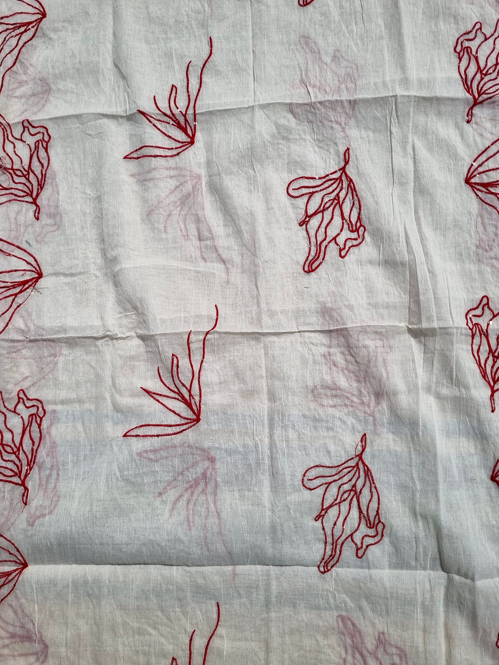 Red Cotton Unstitched Salwar Suit Material