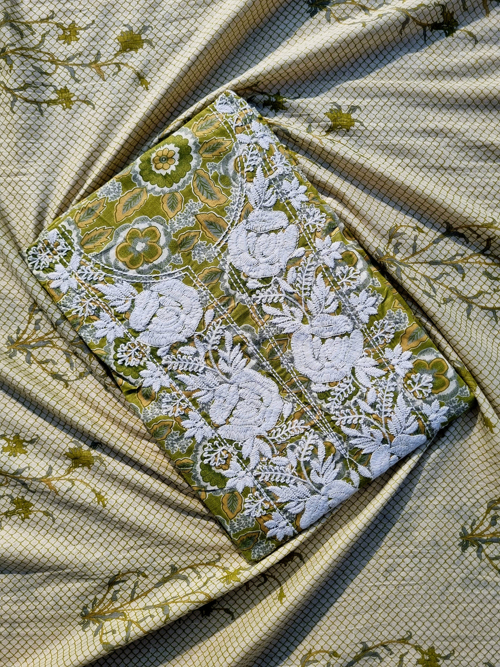 Pure Jaipuri Cotton Unstitched Salwar Suit Material – Green