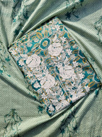 Pure Jaipuri Cotton Unstitched Salwar Suit Material – Sea Green