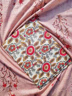 Peach Red Pure Jaipuri Cotton Unstitched Salwar Suit Material