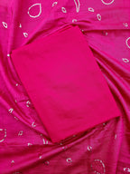 Red & Rani Pink Modal Silk Unstitched Salwar Suit Material