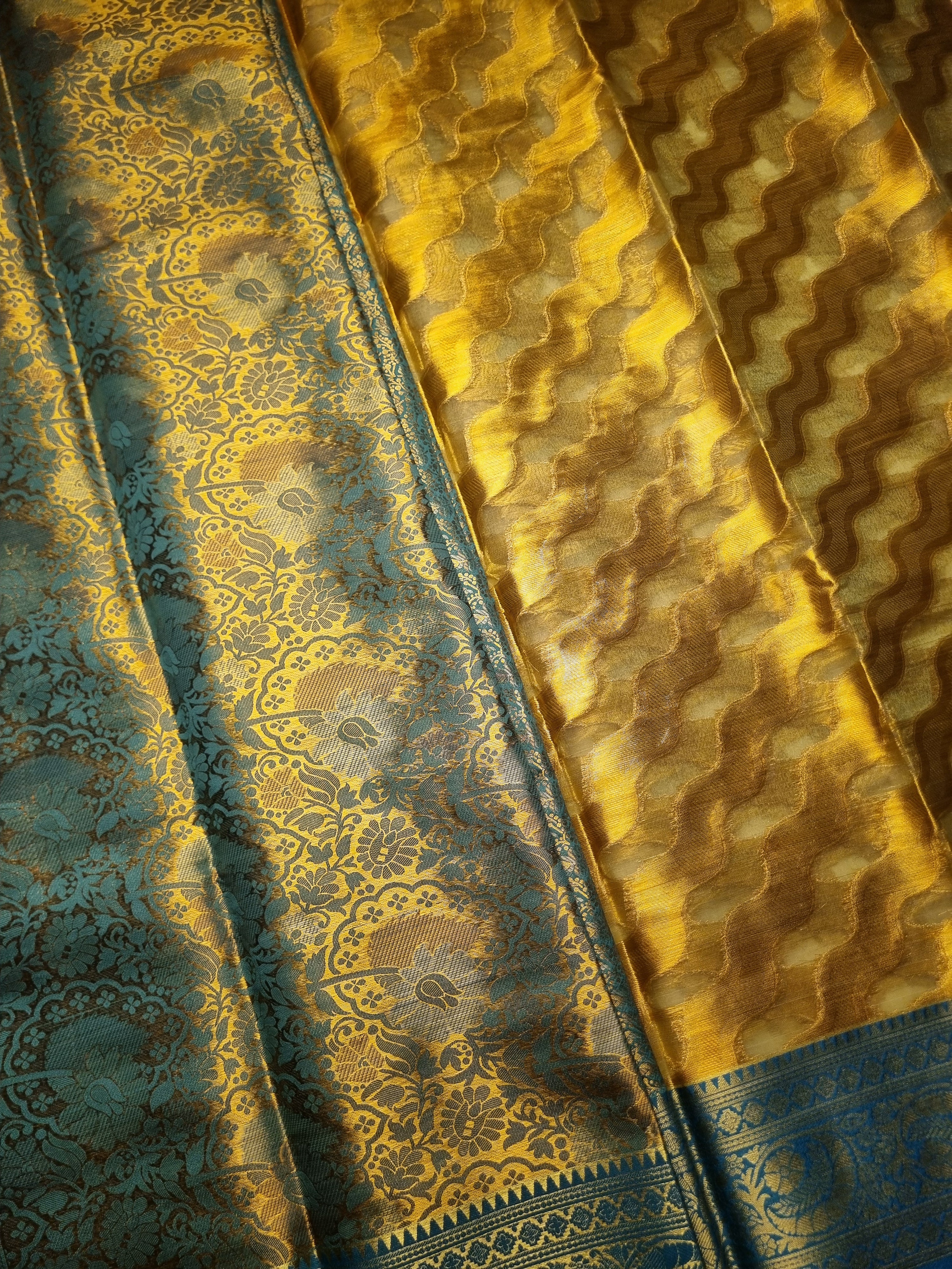 Premium Gold Organza Silk Saree