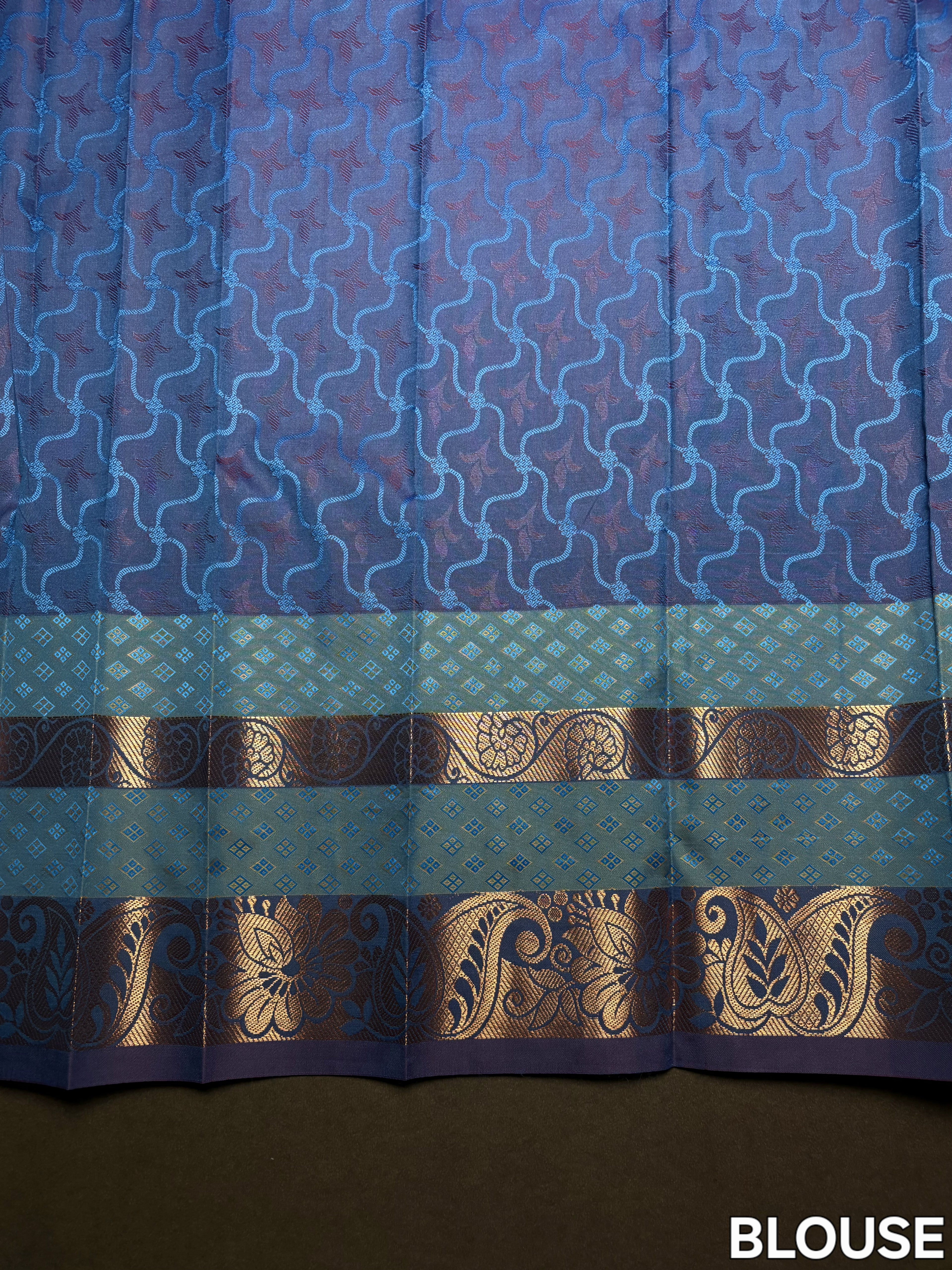 Teal Thara Silk Saree Gold Weaving