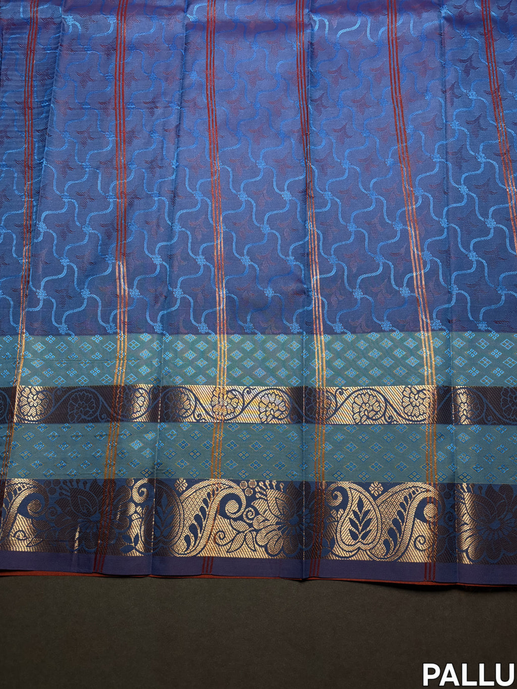 Teal Thara Silk Saree Gold Weaving
