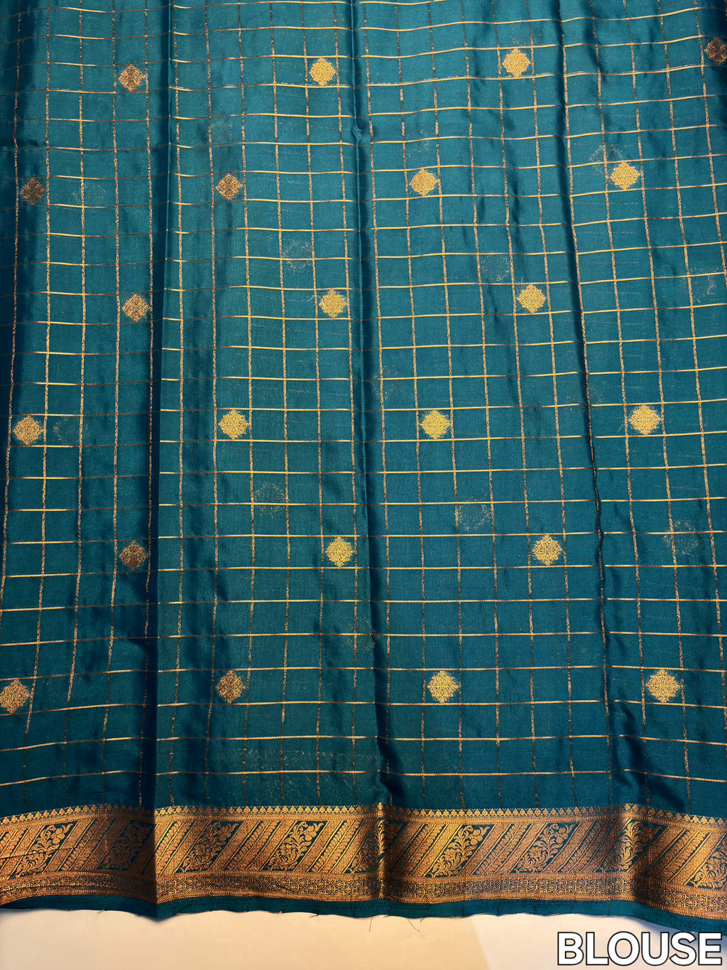 Mysore Silk Saree checks - Traditional Zari Border