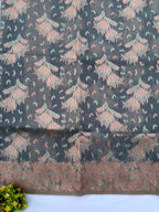 Silk Cotton Saree Grey Floral Work