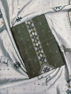 Green Chanderi Silk Unstitched Salwar Suit Material