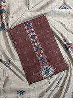 Brown Chanderi Silk Unstitched Salwar Suit Material