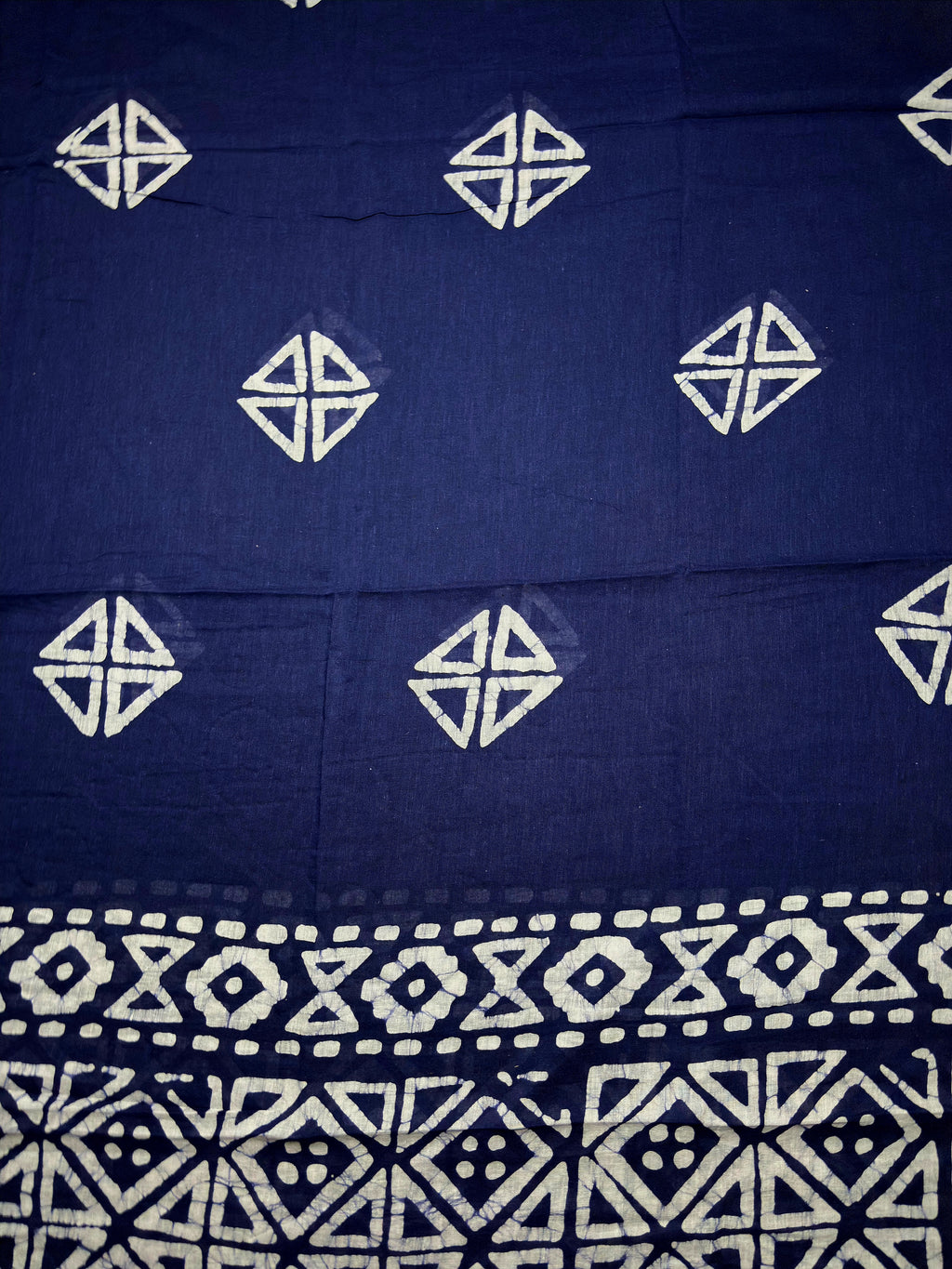Pure Mul Cotton Batik Print Salwar Suit Material – Navy Blue