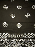 Batik Print Mul Cotton Unstitched Salwar Suit Material - Black