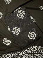 Batik Print Mul Cotton Unstitched Salwar Suit Material - Black