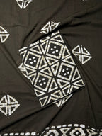 Batik Print Mul Cotton Unstitched Salwar Suit Material - Black