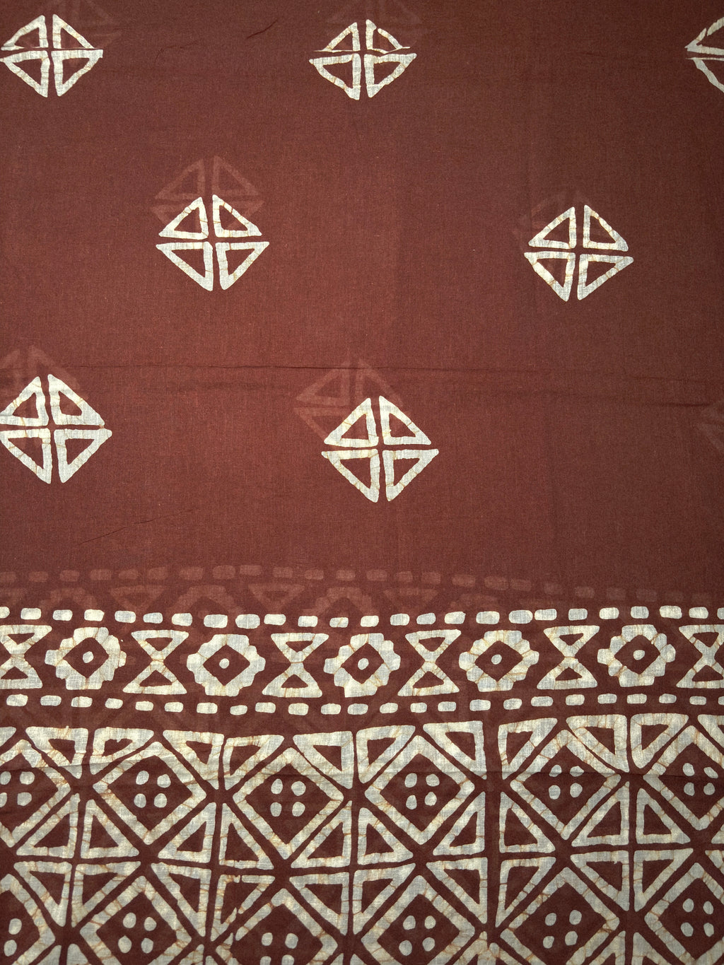 Pure Mul Cotton Batik Print Suit  Material – Brown